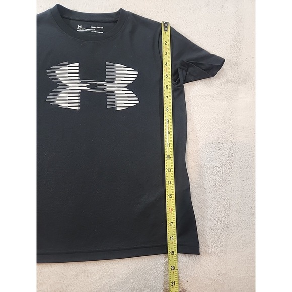 Under Armour T-Shirt Boys Size Youth Medium HeatGear Short Sleeve Black Logo M - Picture 6 of 6